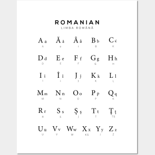 Romanian Alphabet Chart, Romania Language Chart, White Posters and Art